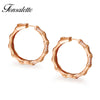 Trendy Woman Hoop earrings 925 Sterling Silver Post Earring Skinny Circle CZ Bamboo Shape ear Female Jewelry Wholesale Gift zk30