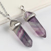 Trendy-beads Simple Style Silver Plated Hexagon Fluorite Stone Pendant Fluorite Necklace Fashion Jewelry