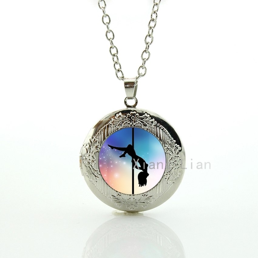 Trendy rave party holid jewelry beautiful mus note charm pole dancing art locket necklace fine plated silver necklace 032