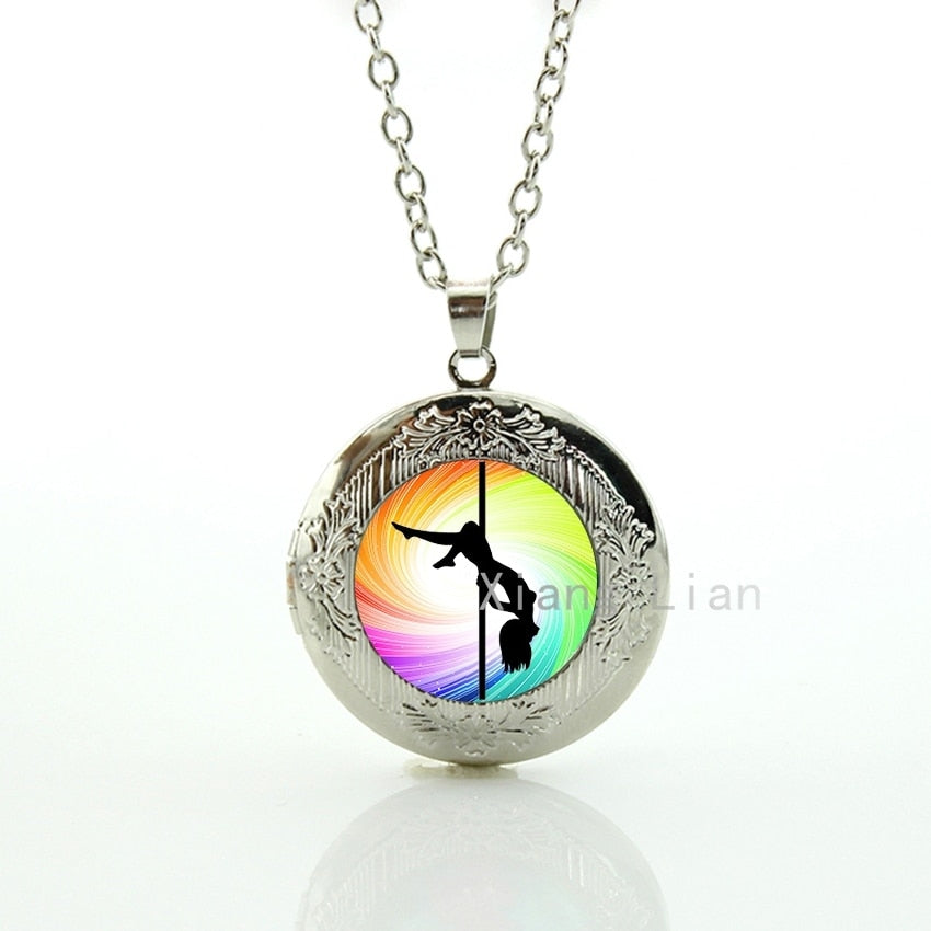 Trendy rave party holid jewelry beautiful mus note charm pole dancing art locket necklace fine plated silver necklace 032