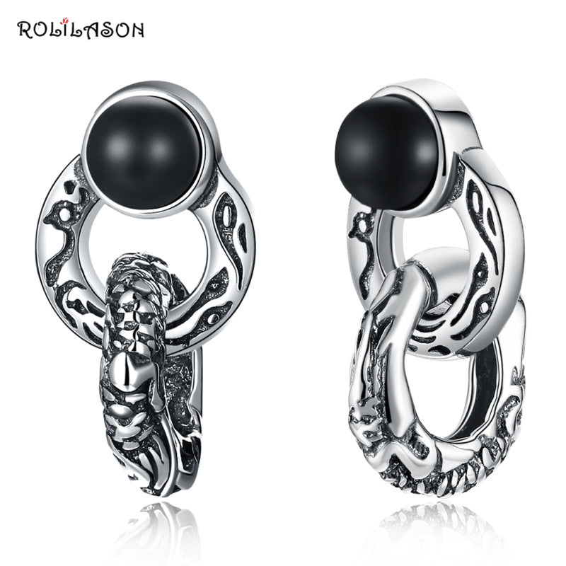 Trendy real 925 sterling silver created Black Agage zircon vintage stud earrings for girl earring pure silver jewelry 4.3g SE13