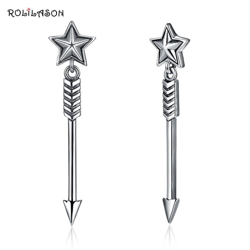 Trendy real 925 sterling silver created Rose Arrow vintage stud earrings for girl earring pure silver jewelry 4.2g SE16