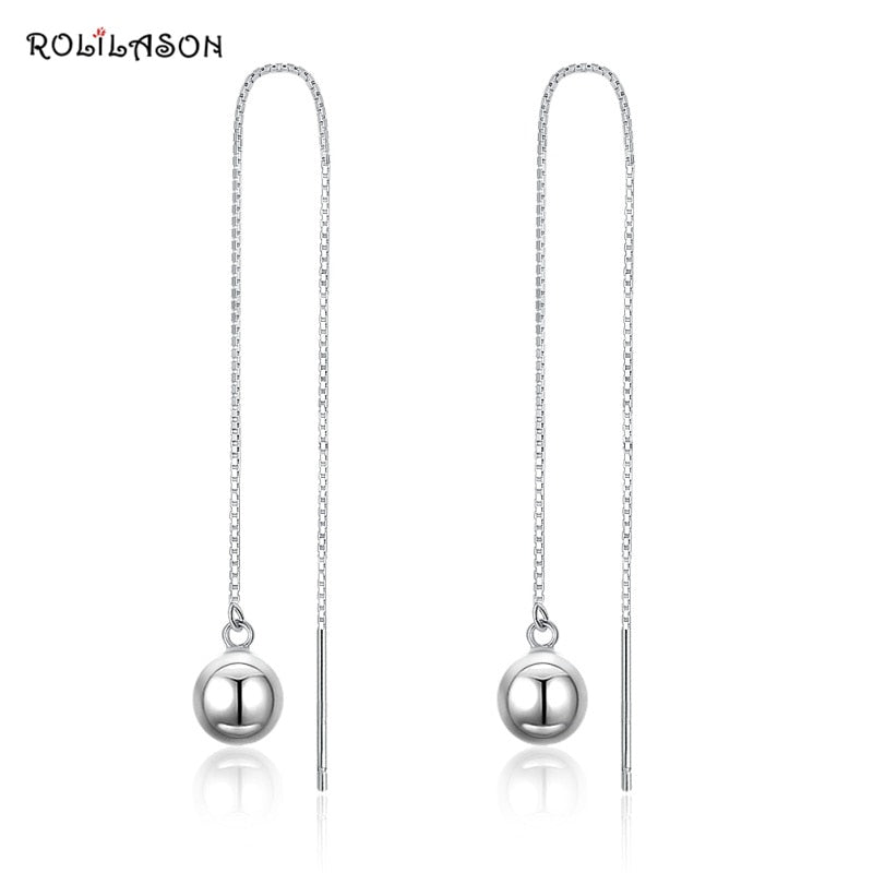 Trendy real 925 sterling silver tassel line drop earrings for girl party gift pure silver jewelry 3.4g SE18