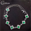 Trendy silver emerald bracelet for woman 7 pcs 3 mm real natural emerald silver bracelet solid 925 silver emerald jewelry