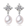 Trendy zircon 925 sterling silver earrings for women,real natural grey pearl earrings birthd return gift
