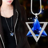 Triangle Crystal Inlaid Hexagonal Pendant Necklace Women's Necklace MetalSliding Sweater Chain Pendant Accessories Party Jewelry
