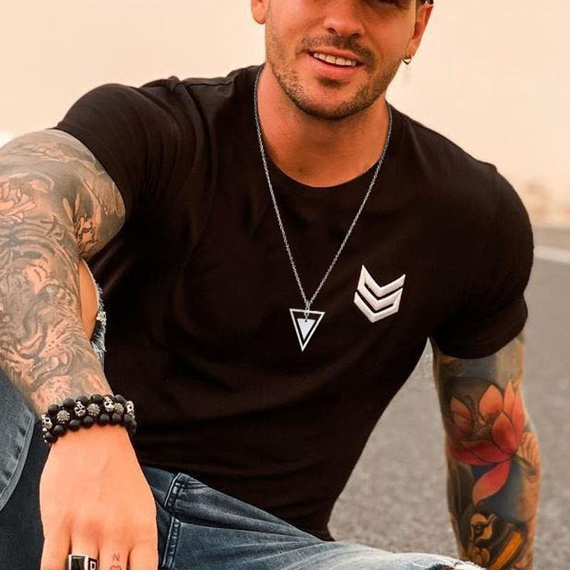 Triangle Men Necklace, Men's Geometric Pendant Necklace, Stainless Steel Guy Necklace, Man Jewelry