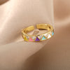 Triangular Square Colorful Zircon Rings For Women Boho Adjustable Opening Couple Ring Female Stainless Steel Aesthetic Jewelry