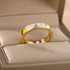 Triangular Square Colorful Zircon Rings For Women Boho Adjustable Opening Couple Ring Female Stainless Steel Aesthetic Jewelry