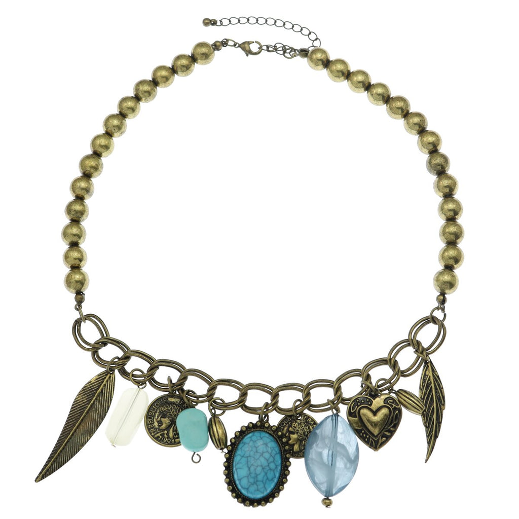 Tribal Boho Coin Feather Leaf Gem Stone Charms Heart Bib Collar Choker Necklace Wedding Bridal Vintage Statement Gift Graduation