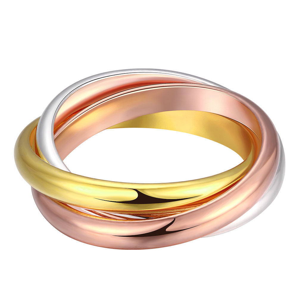 Triple Circles Gold/Rose Gold/Silver Ring Three Colors Fashion Jewelry Silver Plated Ring Women Men's Wedding Finger Rings