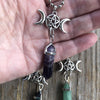 Triple Goddess Necklace, Pentacle Necklace, Moon Phase, Crystal Necklace, Triple Moon Jewelry