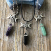 Triple Goddess Necklace, Pentacle Necklace, Moon Phase, Crystal Necklace, Triple Moon Jewelry