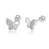 TrustDavis Real 925 Sterling Silver Sweet INS Butterfly Bear Screw Stud Earrings For Daughter Girls Fine Jewelry DG0013
