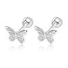 TrustDavis Real 925 Sterling Silver Sweet INS Butterfly Bear Screw Stud Earrings For Daughter Girls Fine Jewelry DG0013