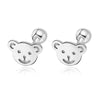 TrustDavis Real 925 Sterling Silver Sweet INS Butterfly Bear Screw Stud Earrings For Daughter Girls Fine Jewelry DG0013