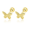 TrustDavis Real 925 Sterling Silver Sweet INS Butterfly Bear Screw Stud Earrings For Daughter Girls Fine Jewelry DG0013
