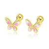 TrustDavis Real 925 Sterling Silver Sweet INS Butterfly Bear Screw Stud Earrings For Daughter Girls Fine Jewelry DG0013