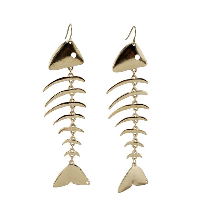 2020 New Women's Fashion Black Jewelry Unique Fish Bone 4.2 Dangle Long Earring ED46 Wholesale