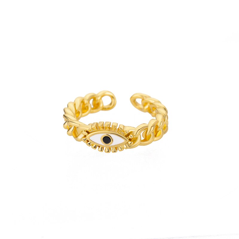 Turkey Evil Eye Rings for Women Adjustable Stainless Steel Gold Color Ring 2023 Trend Lucky Wedding Aesthetic Jewelry anillos