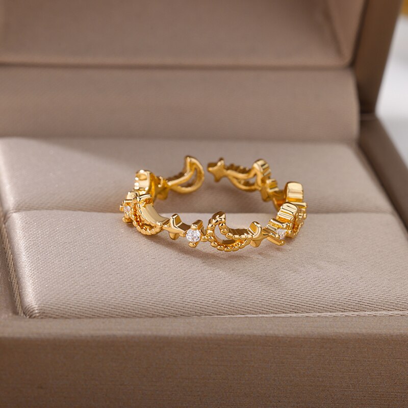 Turkey Evil Eye Rings for Women Adjustable Stainless Steel Gold Color Ring 2023 Trend Lucky Wedding Aesthetic Jewelry anillos
