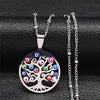 Turkey Eye Tree of Life Charm Necklaces Women Stainless Steel Gold Color Pendants Necklaces Muslim Islam Jewelry Gift N5218S01