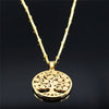 Turkey Eye Tree of Life Charm Necklaces Women Stainless Steel Gold Color Pendants Necklaces Muslim Islam Jewelry Gift N5218S01
