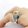 Turkey Handmade 925 Sterling Silver Natural Agate Stone Men Ring Onyx Thai Silver Craft Finger Rings for Male Women Fine Jewelry