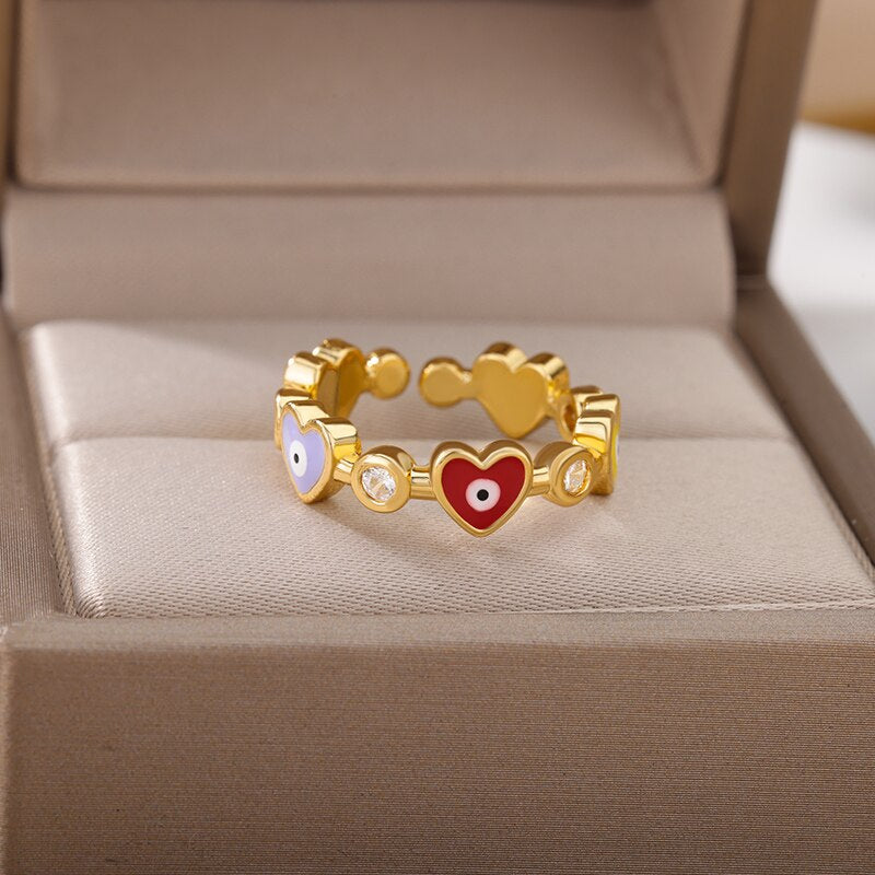 Turkey Lucky Evil Eye Rings for Women Stainless Steel Charm Colorful Couple Ring 2023 Trend Wedding Aesthetic Jewerly anillos