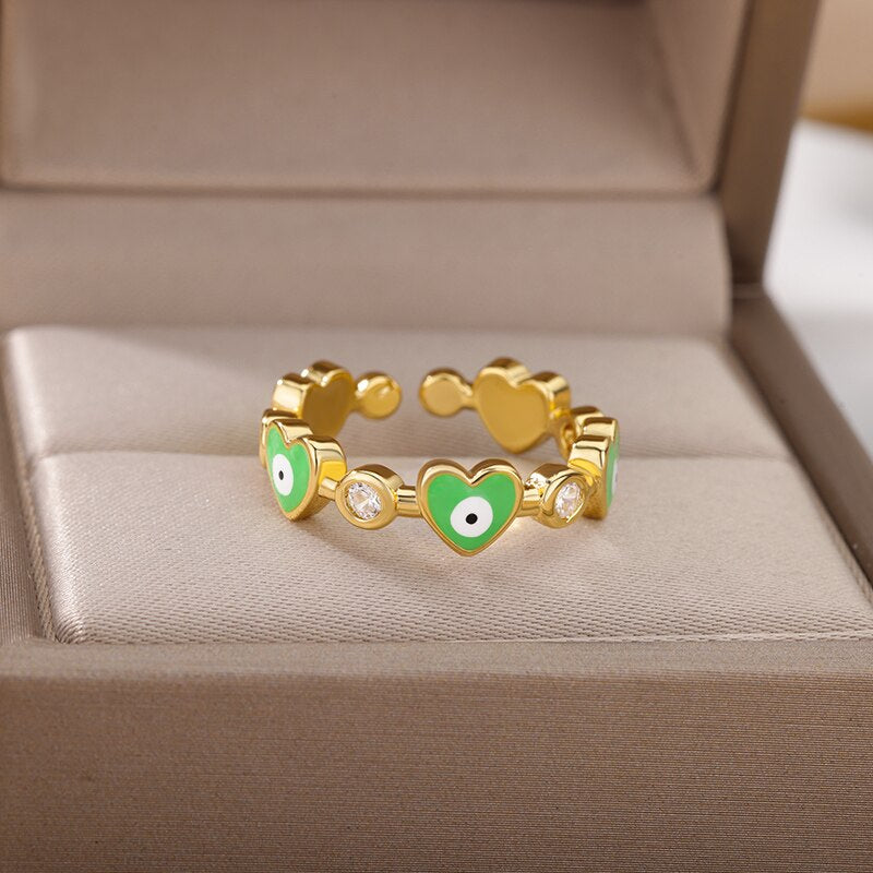 Turkey Lucky Evil Eye Rings for Women Stainless Steel Charm Colorful Couple Ring 2023 Trend Wedding Aesthetic Jewerly anillos