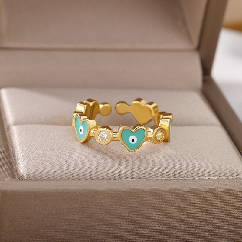 Turkey Lucky Evil Eye Rings for Women Stainless Steel Charm Colorful Couple Ring 2023 Trend Wedding Aesthetic Jewerly anillos