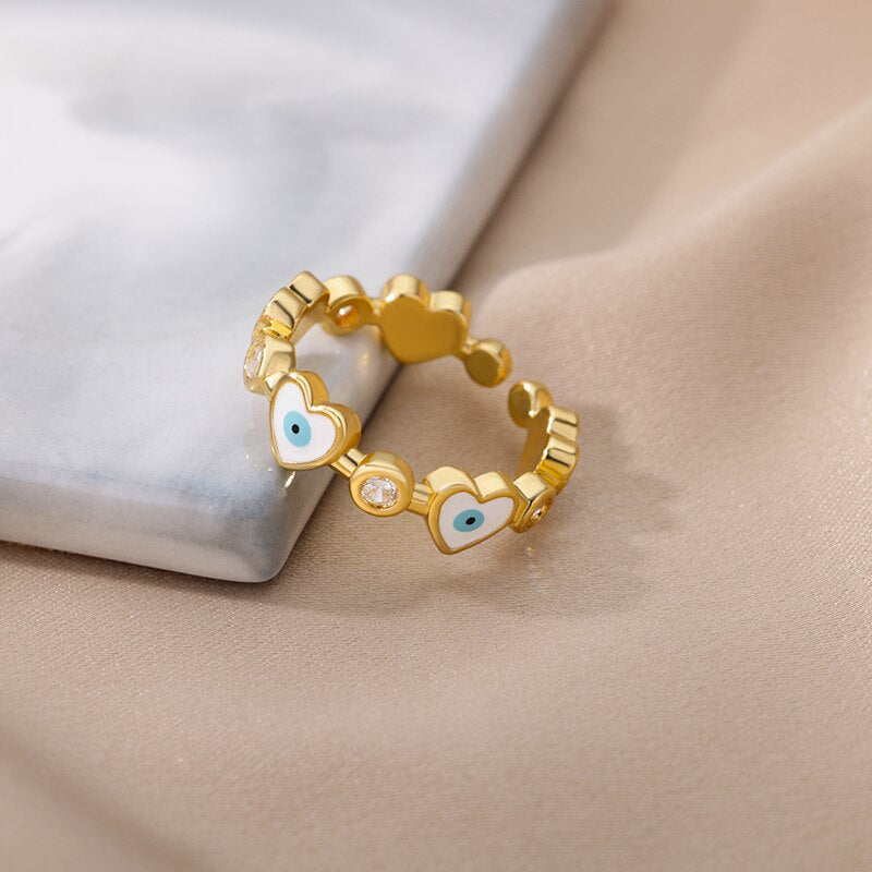 Turkey Lucky Evil Eye Rings for Women Stainless Steel Charm Colorful Couple Ring 2023 Trend Wedding Aesthetic Jewerly anillos