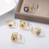 Turkish Blue Evil Eye Rings for Women Open Adjustable Stainless Steel Ring Vintage Lucky Aesthetic Wedding Jewelry anillos mujer
