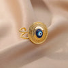 Turkish Blue Evil Eye Rings for Women Open Adjustable Stainless Steel Ring Vintage Lucky Aesthetic Wedding Jewelry anillos mujer