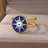 Turkish Blue Evil Eye Rings for Women Open Adjustable Stainless Steel Ring Vintage Lucky Aesthetic Wedding Jewelry anillos mujer