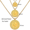 Turkish Coins Jewelry Ethnic Gifts Three Size Muslim Islam Turkey Ataturk Pendant Allah Arab Necklaces for Women Gold Color