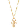 Turkish Evil Eye Hamsa Hand of Fatima Pendant Necklace Gold Stainless Steel Hollow Pendant & Chain Hip Hop Women/Men Jewelry