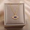 Turkish Evil Eye Pendant Necklace for Women Stainless Steel Gold Color Necklaces 2023 Trend Choker Lucky Aesthetic Jewelry femme