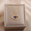 Turkish Evil Eye Pendant Necklace for Women Stainless Steel Gold Color Necklaces 2023 Trend Choker Lucky Aesthetic Jewelry femme
