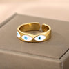 Turkish Evil Eye Rings For Women Open Adjustable Stainless Steel Cubic Zirconia Gold Color Ring Wedding Couple Jewelry anillos