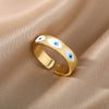 Turkish Evil Eye Rings For Women Open Adjustable Stainless Steel Cubic Zirconia Gold Color Ring Wedding Couple Jewelry anillos