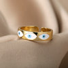 Turkish Evil Eye Rings For Women Open Adjustable Stainless Steel Cubic Zirconia Gold Color Ring Wedding Couple Jewelry anillos