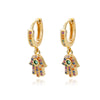 Turkish Hamsa Hand Earrings Stainless Steel Zircon Drop Earrings 2023 Trend Lucky Boho Fatima Hand Aesthetic Jewerly pendientes