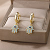 Turkish Hamsa Hand Earrings Stainless Steel Zircon Drop Earrings 2023 Trend Lucky Boho Fatima Hand Aesthetic Jewerly pendientes