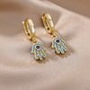 Turkish Hamsa Hand Earrings Stainless Steel Zircon Drop Earrings 2023 Trend Lucky Boho Fatima Hand Aesthetic Jewerly pendientes
