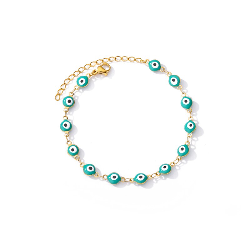 Turkish Lucky Evil Eye Bracelet For Women Colorful Beads Stainless Steel Chains Charm Bracelets 2023 Trend Amulet Jewerly pulser
