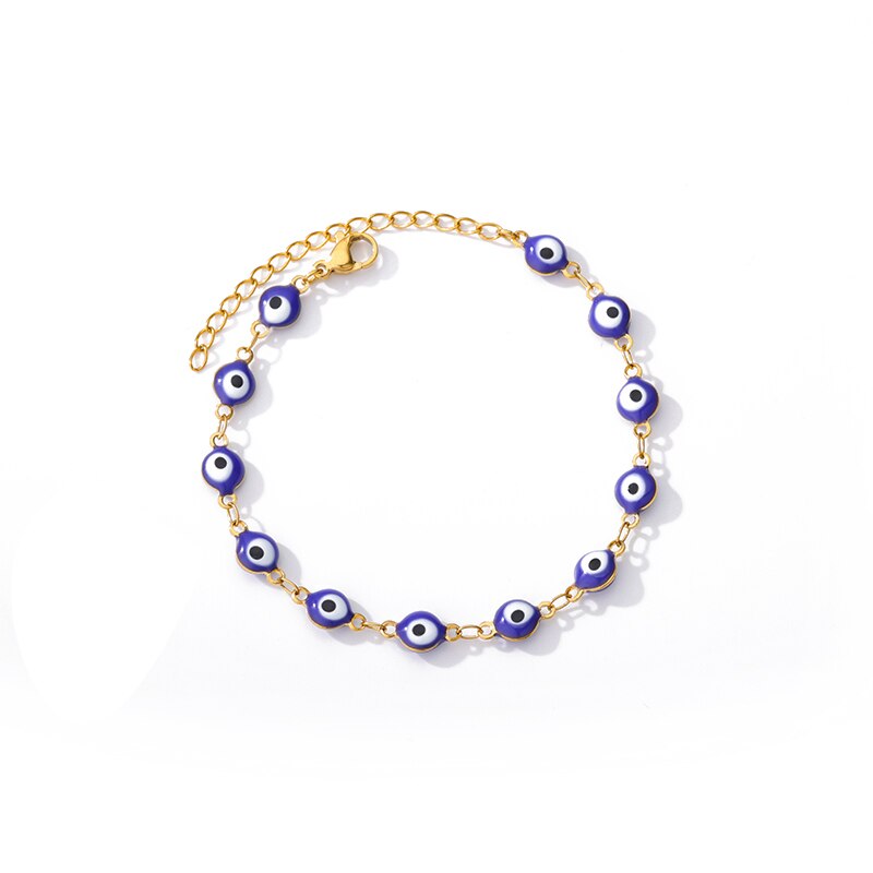 Turkish Lucky Evil Eye Bracelet For Women Colorful Beads Stainless Steel Chains Charm Bracelets 2023 Trend Amulet Jewerly pulser