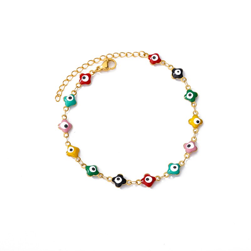 Turkish Lucky Evil Eye Bracelet For Women Colorful Beads Stainless Steel Chains Charm Bracelets 2023 Trend Amulet Jewerly pulser