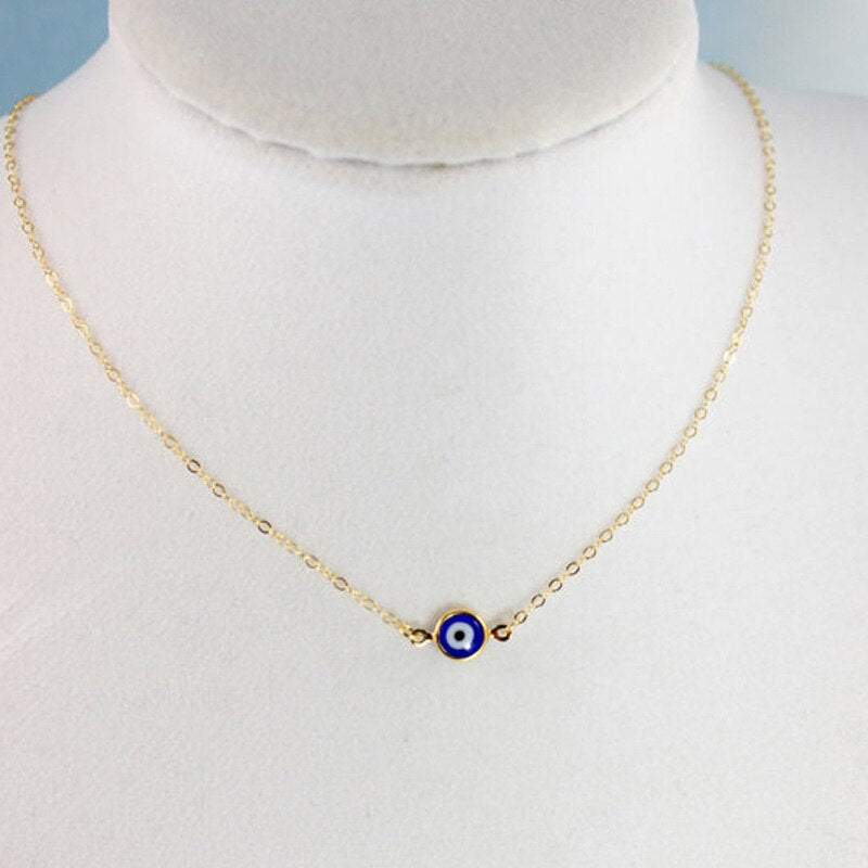Turkish Lucky Evil Eye Pendant Necklace Women Simple Gold Color Dainty Thin Chain Choker Female Minimalist Jewelry Gifts