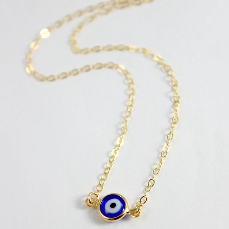 Turkish Lucky Evil Eye Pendant Necklace Women Simple Gold Color Dainty Thin Chain Choker Female Minimalist Jewelry Gifts